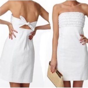 Lilly Pulitzer White Seersucker Franco Strapless Dress Size 0